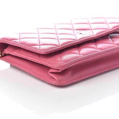 Chanel Lambskin Quilted Wallet On Chain WOC Pink 10 of 12