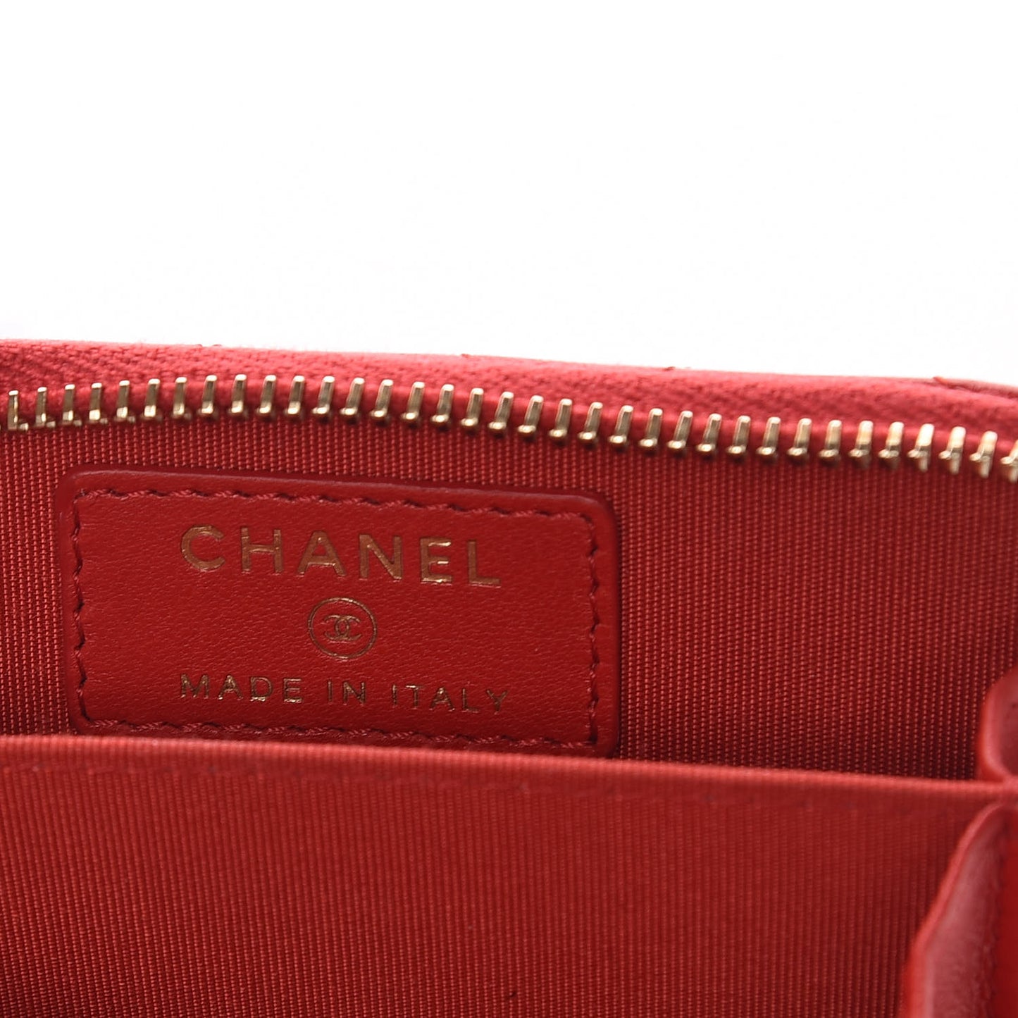 Lambskin Quilted Camellia Zip Coin Purse Red