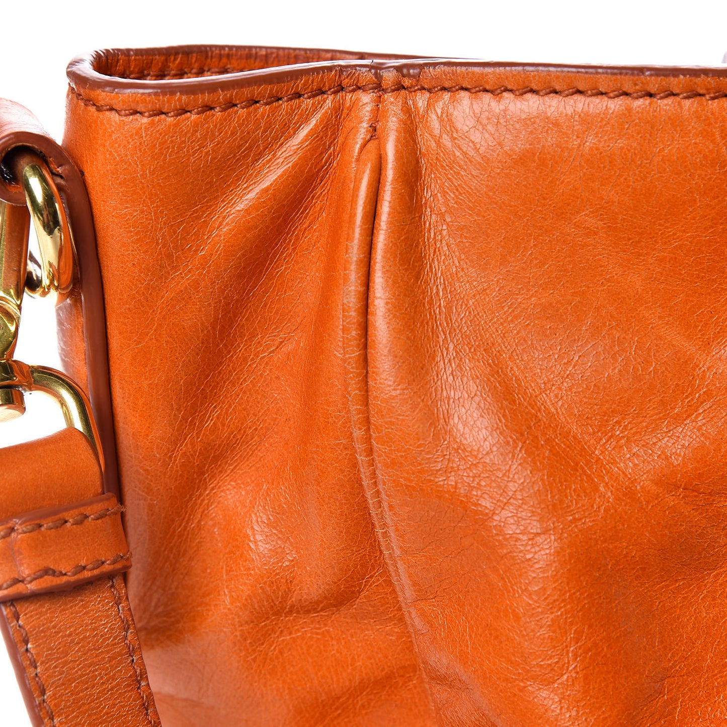 Vitello Shine Top Handle Tote Papaya