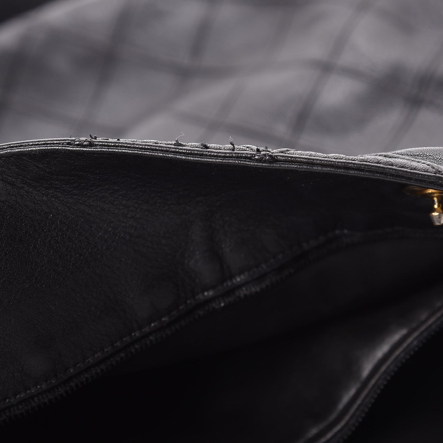 Lambskin Stitched Shopper Tote Black