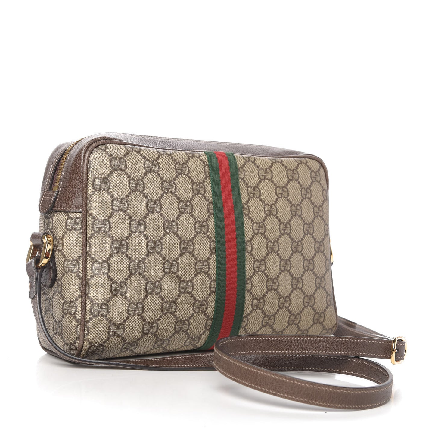 GG Supreme Monogram Web Small Ophidia Shoulder Bag Brown