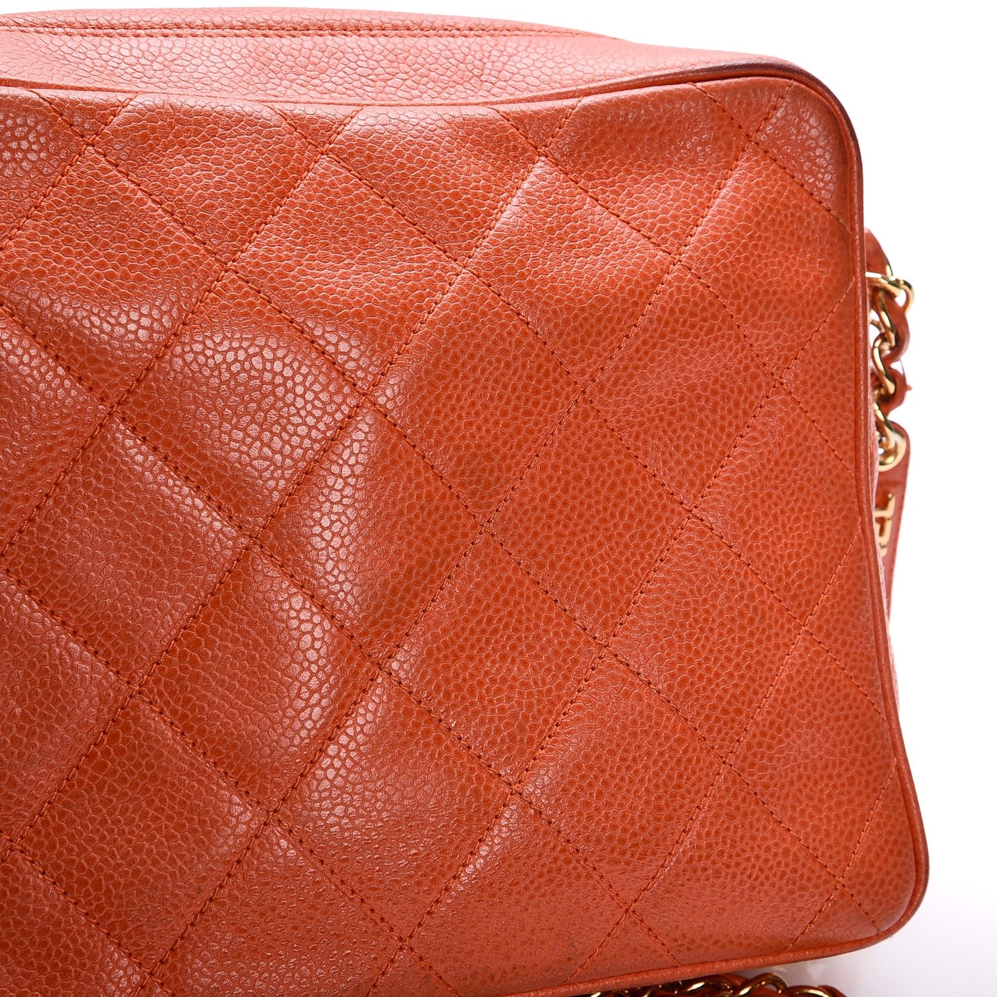 Caviar Quilted Camera Case Orange