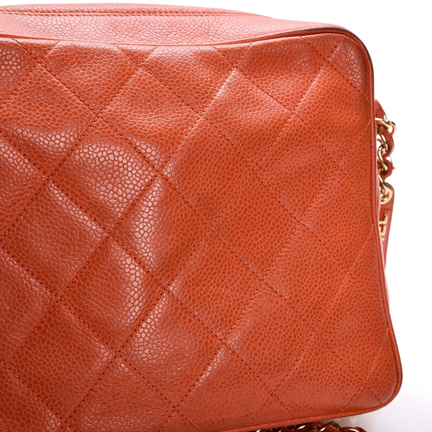 Chanel Caviar Quilted Camera Case Orange 12 of 12