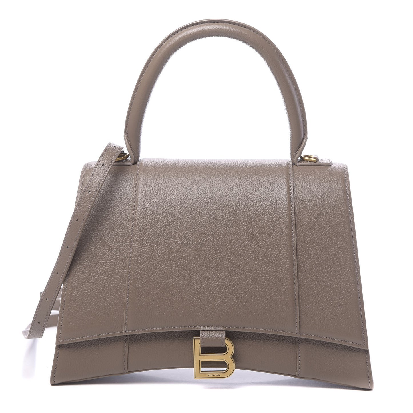 Grained Calfskin Medium Hourglass Top Handle Bag Mink Grey