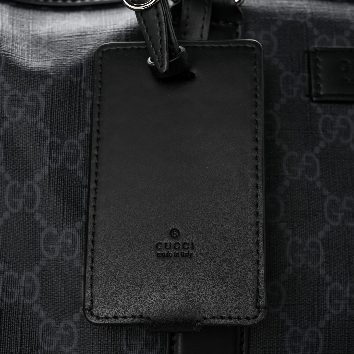 Soft GG Supreme Calfskin Web Medium Carry On Duffle Bag Black Grey