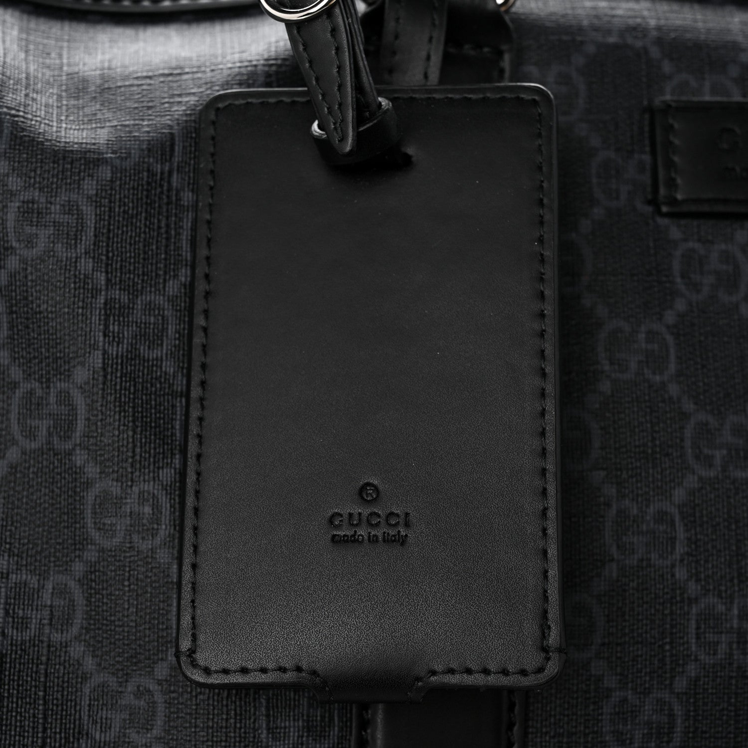 Gucci Soft GG Supreme Calfskin Web Medium Carry On Duffle Bag Black Grey 11 of 18