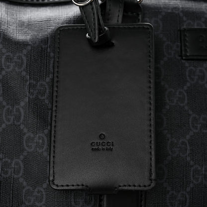 Gucci Soft GG Supreme Calfskin Web Medium Carry On Duffle Bag Black Grey 11 of 18