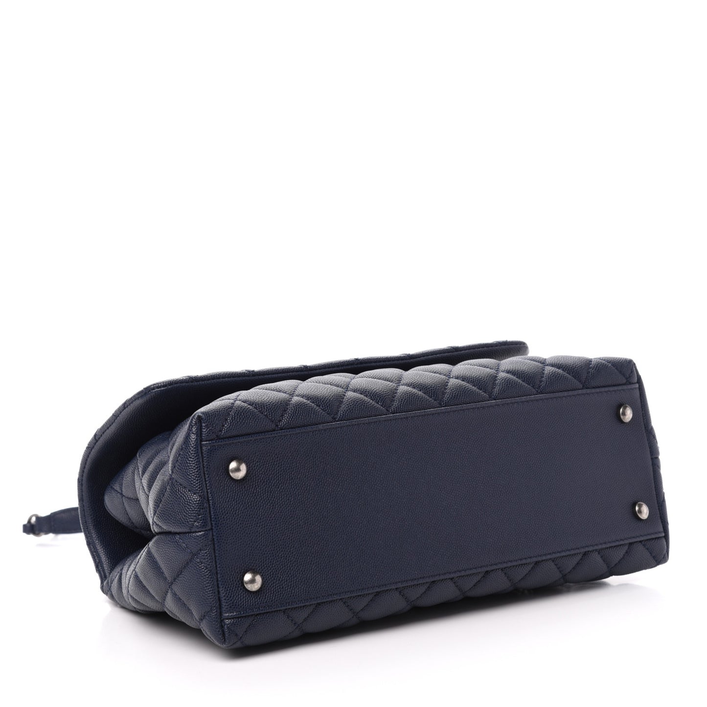 Caviar Quilted Small Coco Handle Flap Navy