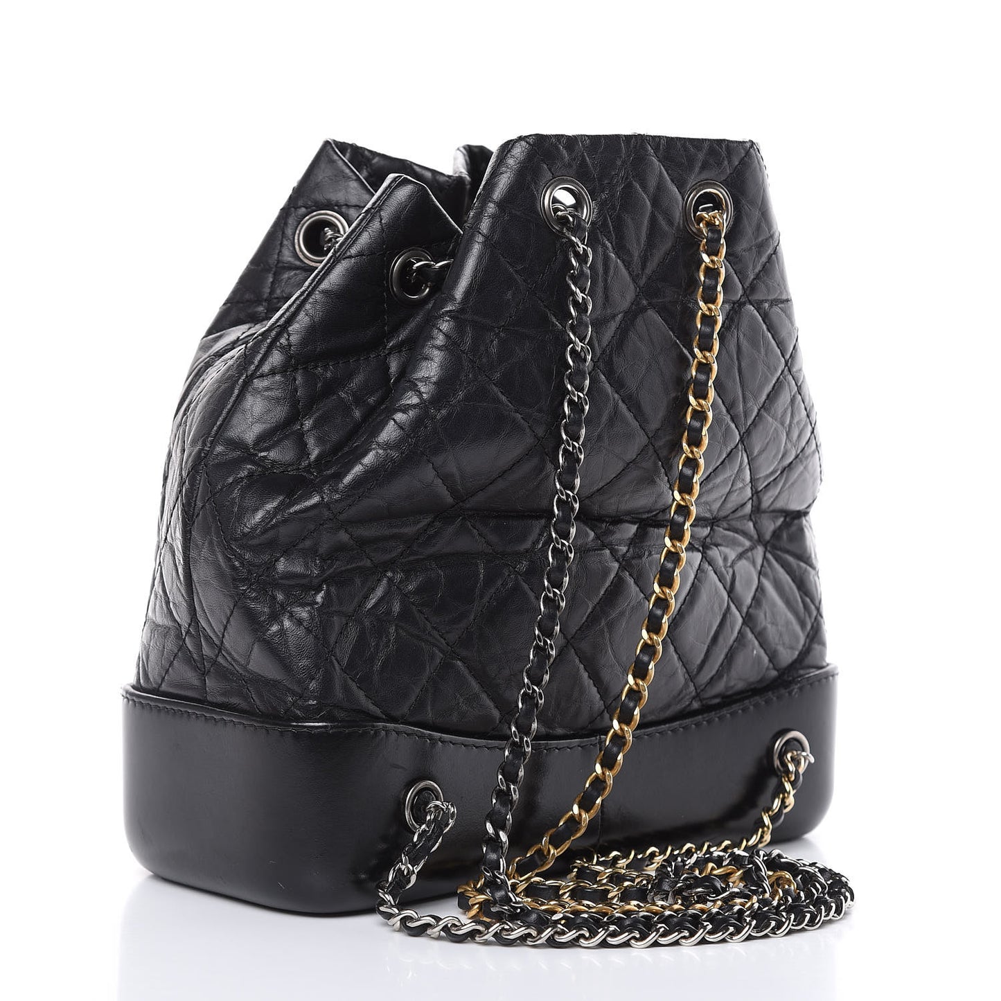 Aged Calfskin Quilted Small Gabrielle Backpack Black