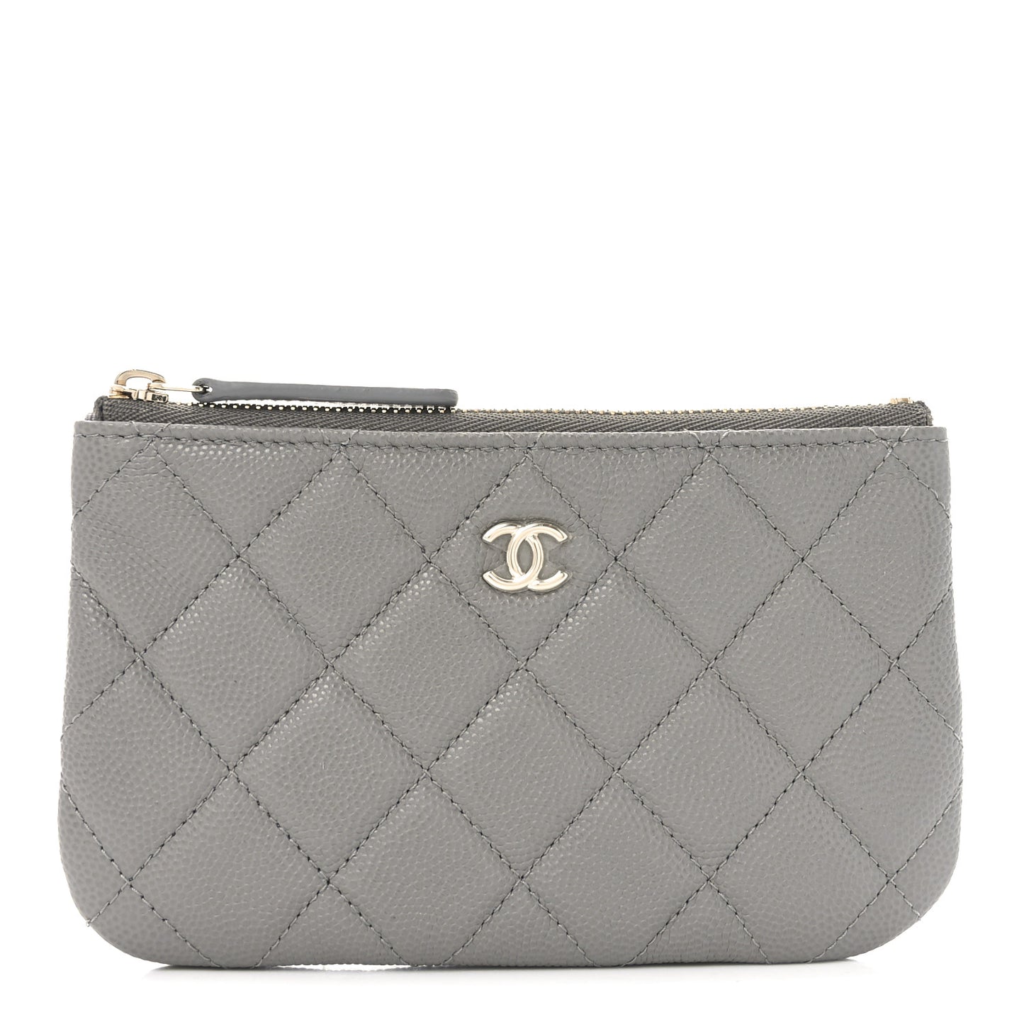 Caviar Quilted Small Cosmetic Case Grey