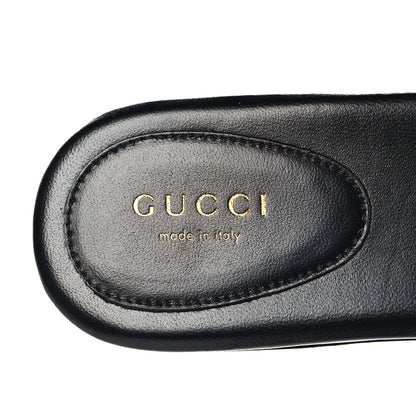 Gucci Canvas Rice Cosmos Softy Calfskin Interlocking G Cut Out Slide Sandals 37.5 Black Natural 8 of 9