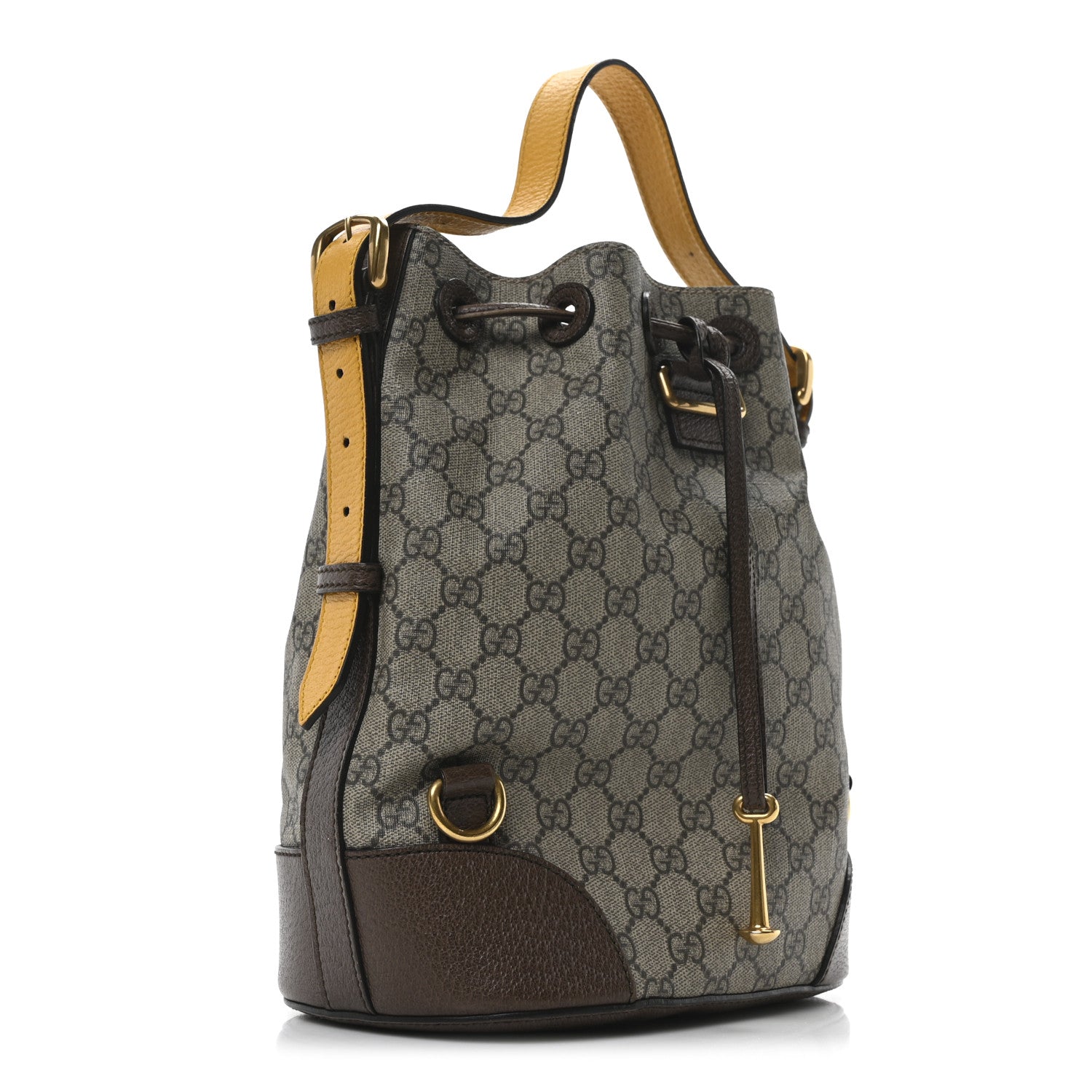 Gucci GG Supreme Monogram Neo Vintage Drawstring Bucket Backpack Beige New Acero Crop 3 of 10