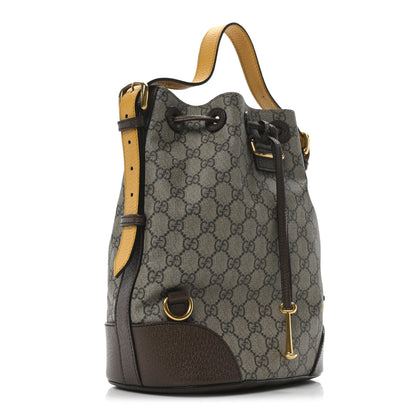 Gucci GG Supreme Monogram Neo Vintage Drawstring Bucket Backpack Beige New Acero Crop 3 of 10