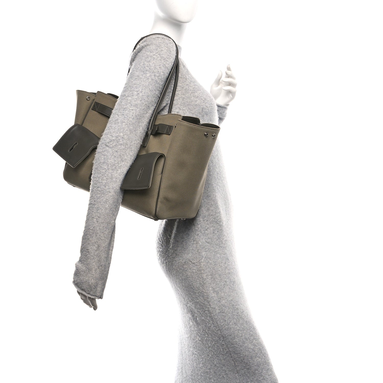 Balenciaga Canvas Smooth Calfskin Medium Bel Air Carry All Bag Khaki 2 of 9
