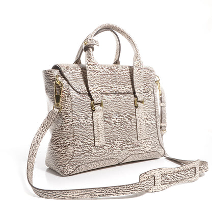 3.1 Phillip Lim 3.1 Shark Embossed Leather Medium Pashli Satchel Antique White Military 3 of 10