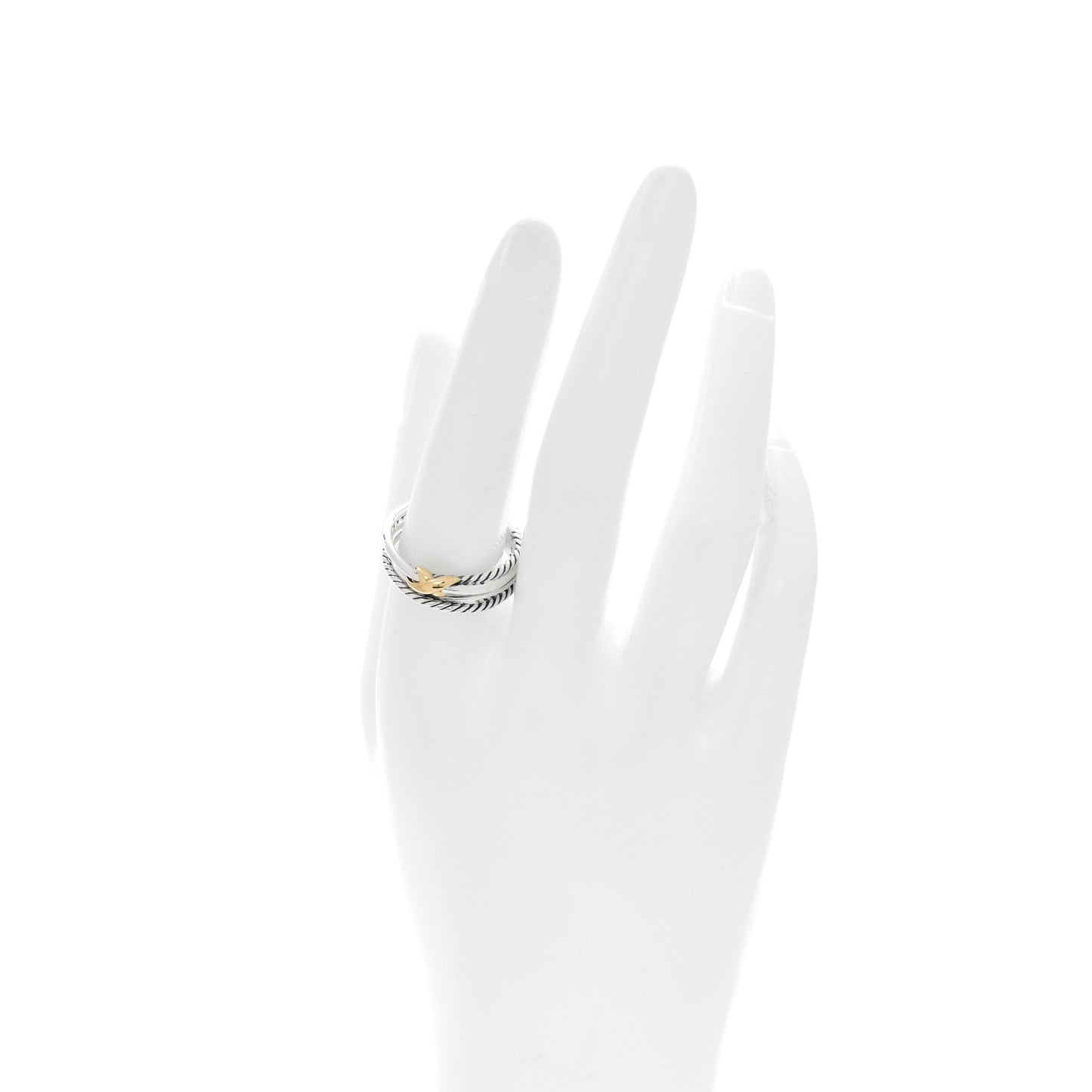 Sterling Silver 18K Yellow Gold 6mm X Crossover Ring 60 9