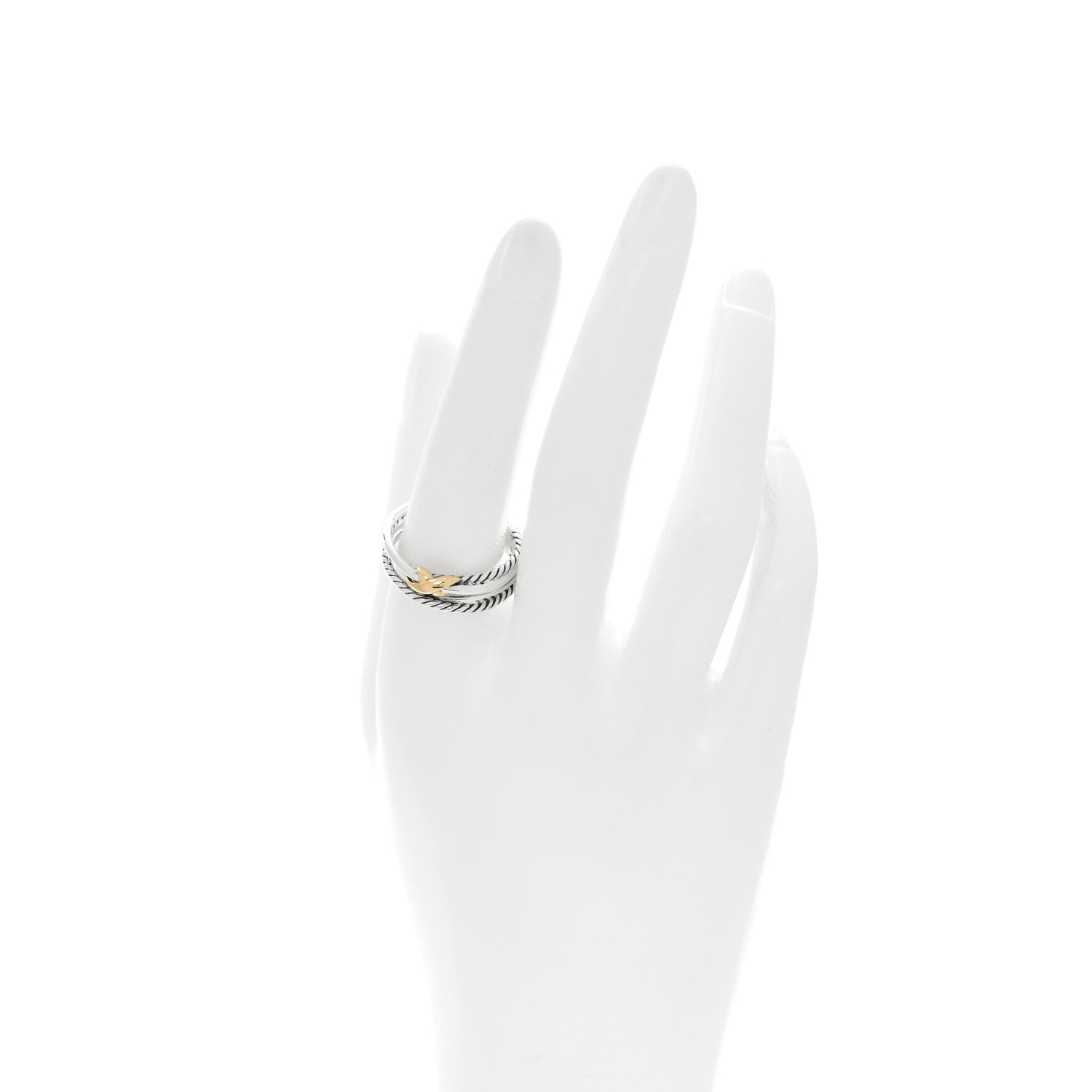 David Yurman Sterling Silver 18K Yellow Gold 6mm X Crossover Ring 60 9 2 of 4