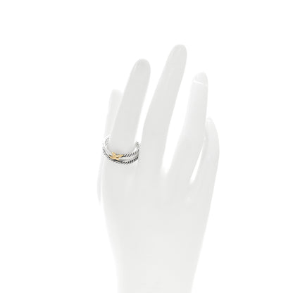 David Yurman Sterling Silver 18K Yellow Gold 6mm X Crossover Ring 60 9 2 of 4