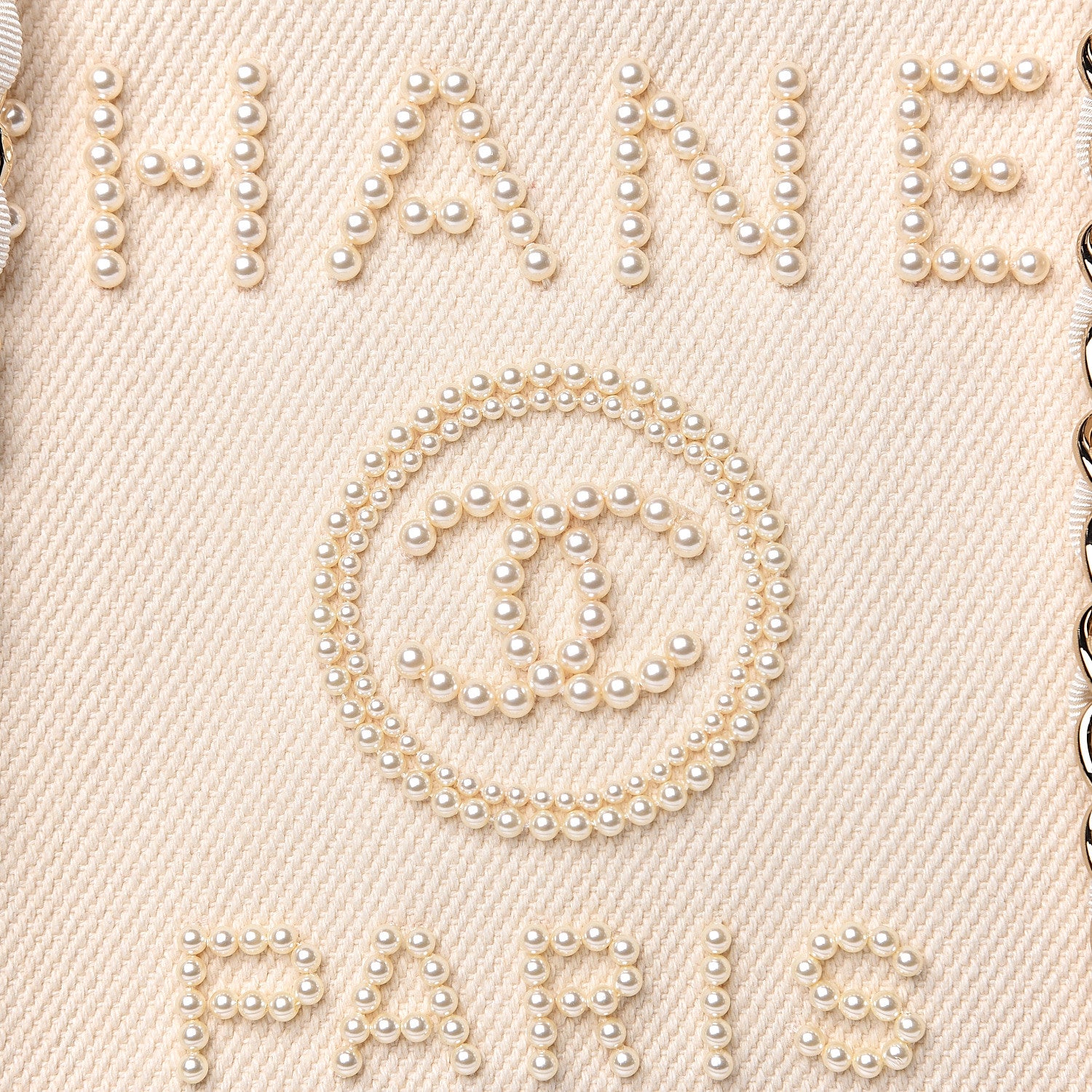 Chanel Canvas Pearl Medium Deauville Tote Ecru Beige 9 of 10