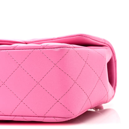 Chanel Lambskin Quilted Mini Rectangular Flap Neon Pink 10 of 11