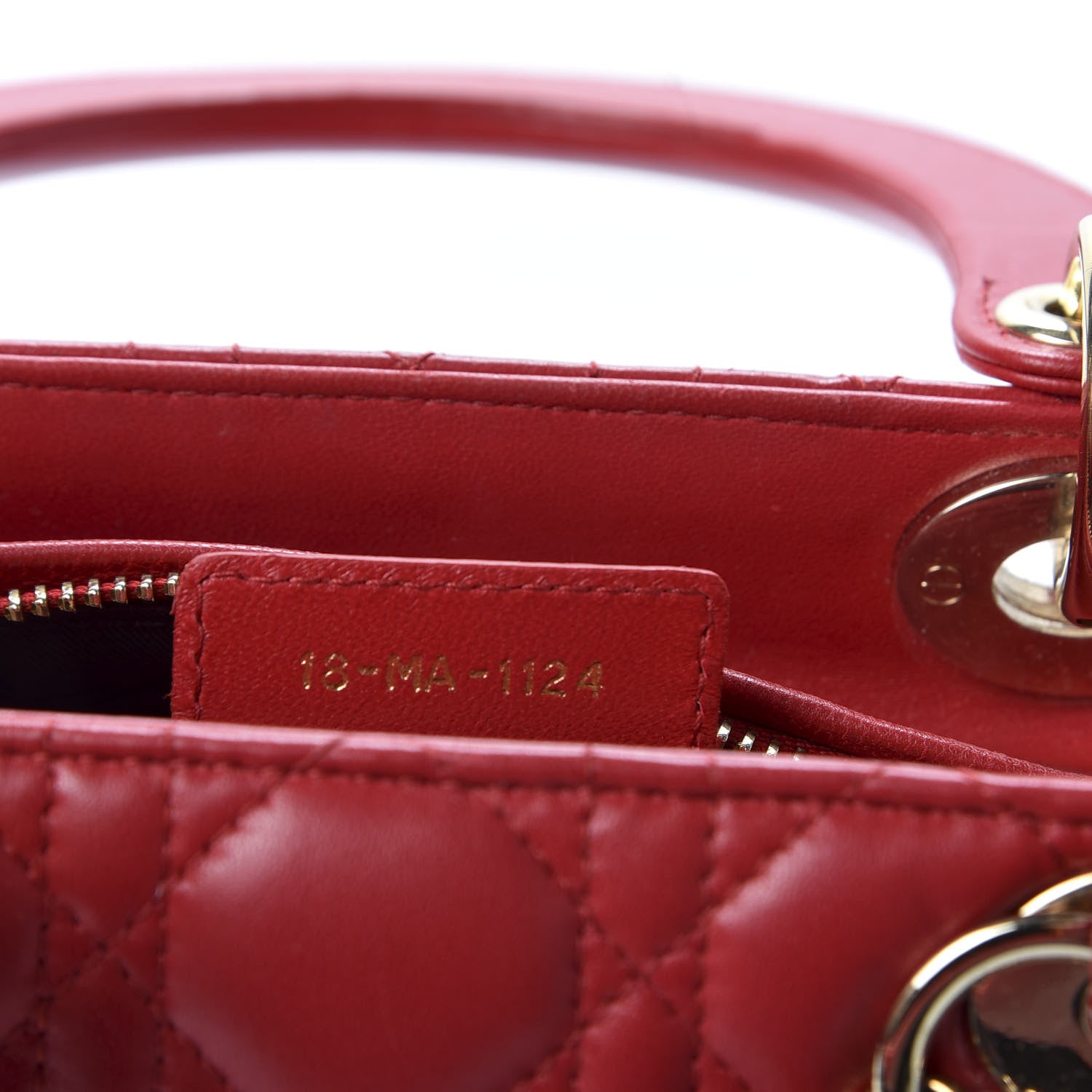 Christian Dior Lambskin Cannage Medium Lady Dior Red 8 of 10