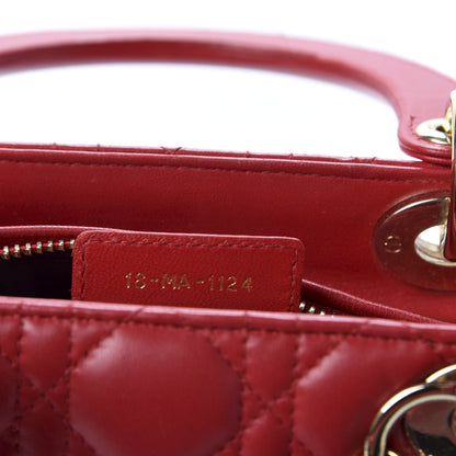 Christian Dior Lambskin Cannage Medium Lady Dior Red 8 of 10