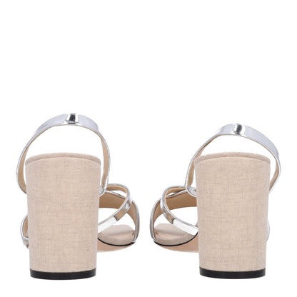 Jimmy Choo Metallic Nappa Linen Plum Sandal 38 6 of 9