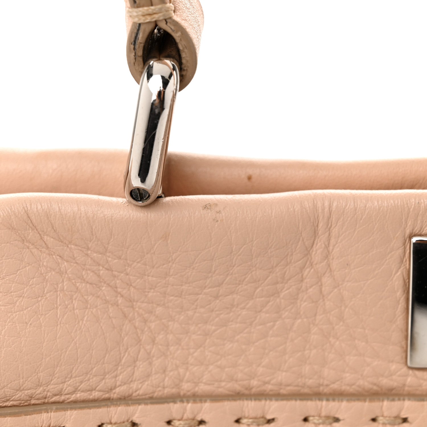 Fendi Cuoio Romano Selleria Bi-Color Medium Peekaboo Iconic Satchel Rosa Plaster Pesca 14 of 16