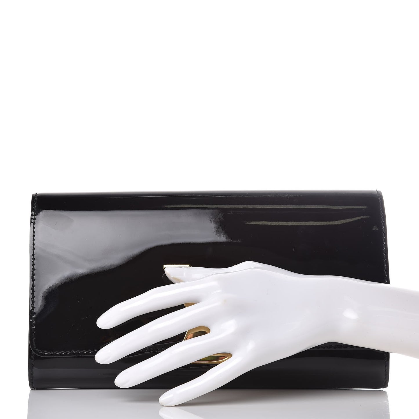 Patent Louise Clutch Black