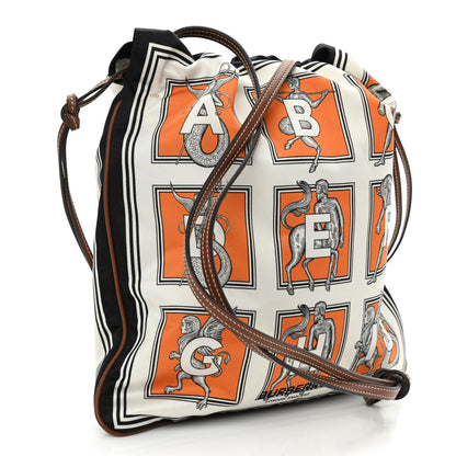 Burberry Satin Mythical Alphabet Drawstring Pouch Orange Black White 3 of 9