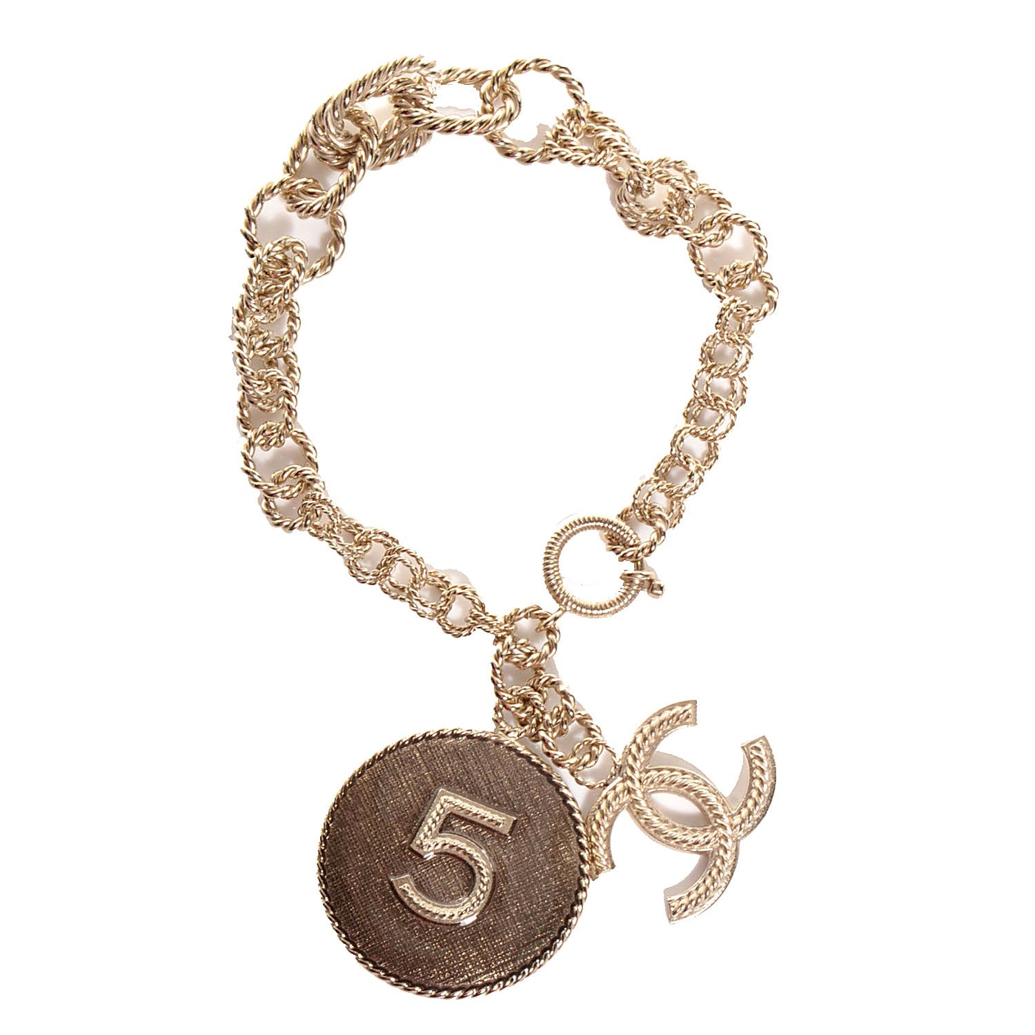 Chanel CC N°5 Medallion Bracelet Gold 1 of 5