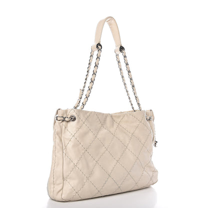 Chanel Lambskin Stitched Expandable Tote Ivory 3 of 14