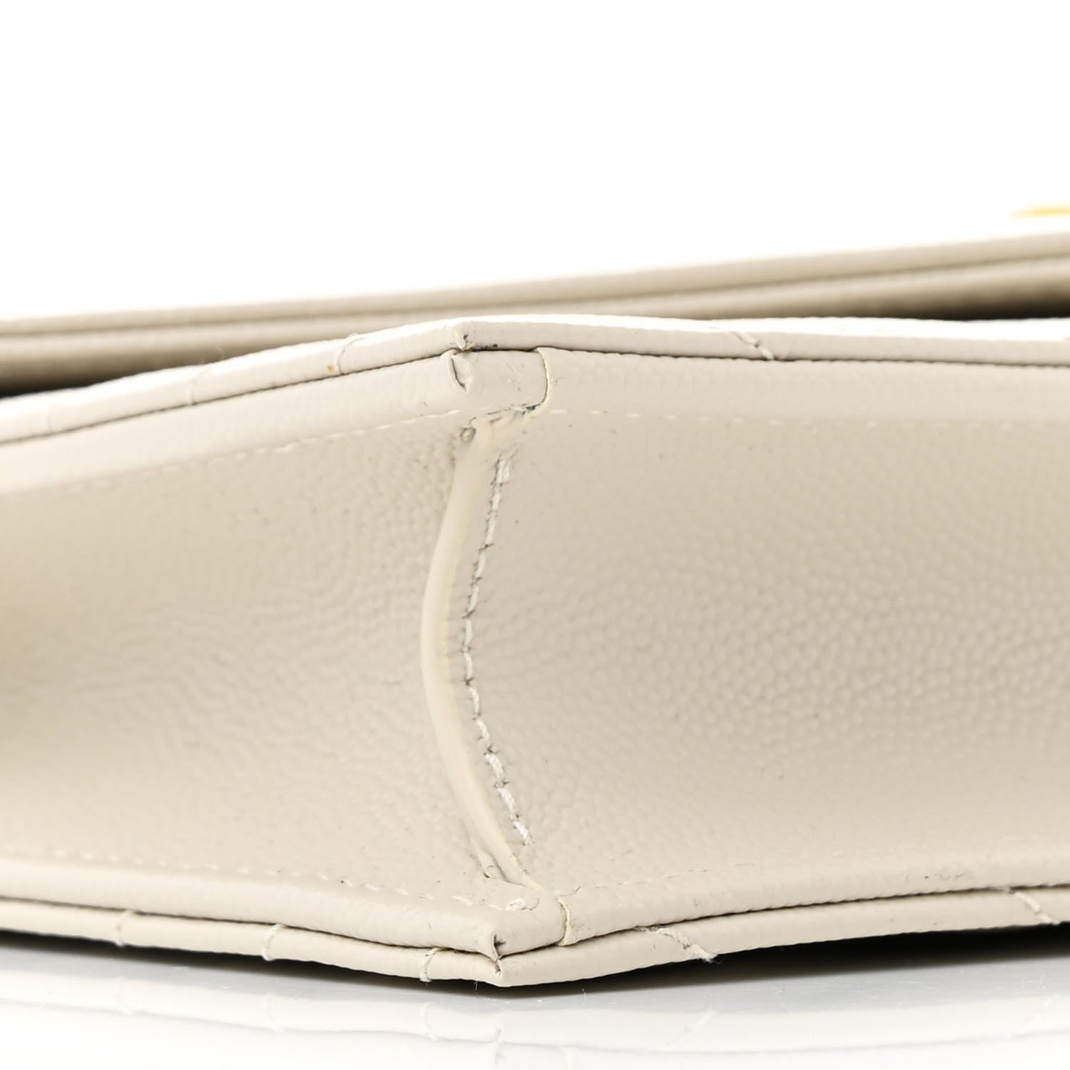 Saint Laurent Grain De Poudre Matelasse Chevron Monogram Envelope Chain Wallet Crema Soft 10 of 11