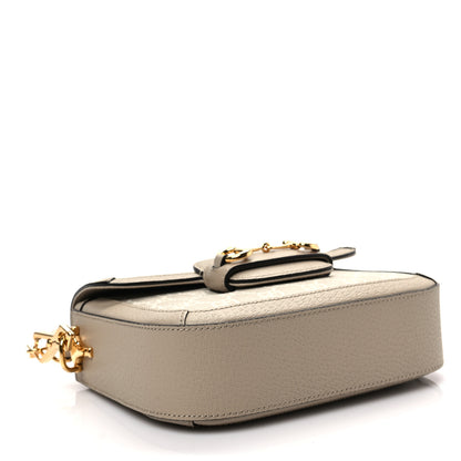 Gucci GG Supreme Monogram Textured Dollar Calfskin Web Mini Horsebit 1955 Shoulder Bag Beige Mystic White Oatmeal 4 of 8
