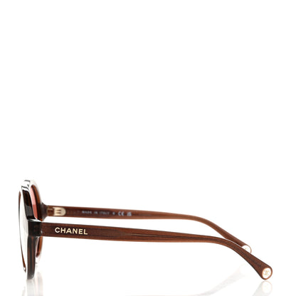 Chanel Acetate Polarized Round Glitter Sunglasses 5522U Brown 3 of 8
