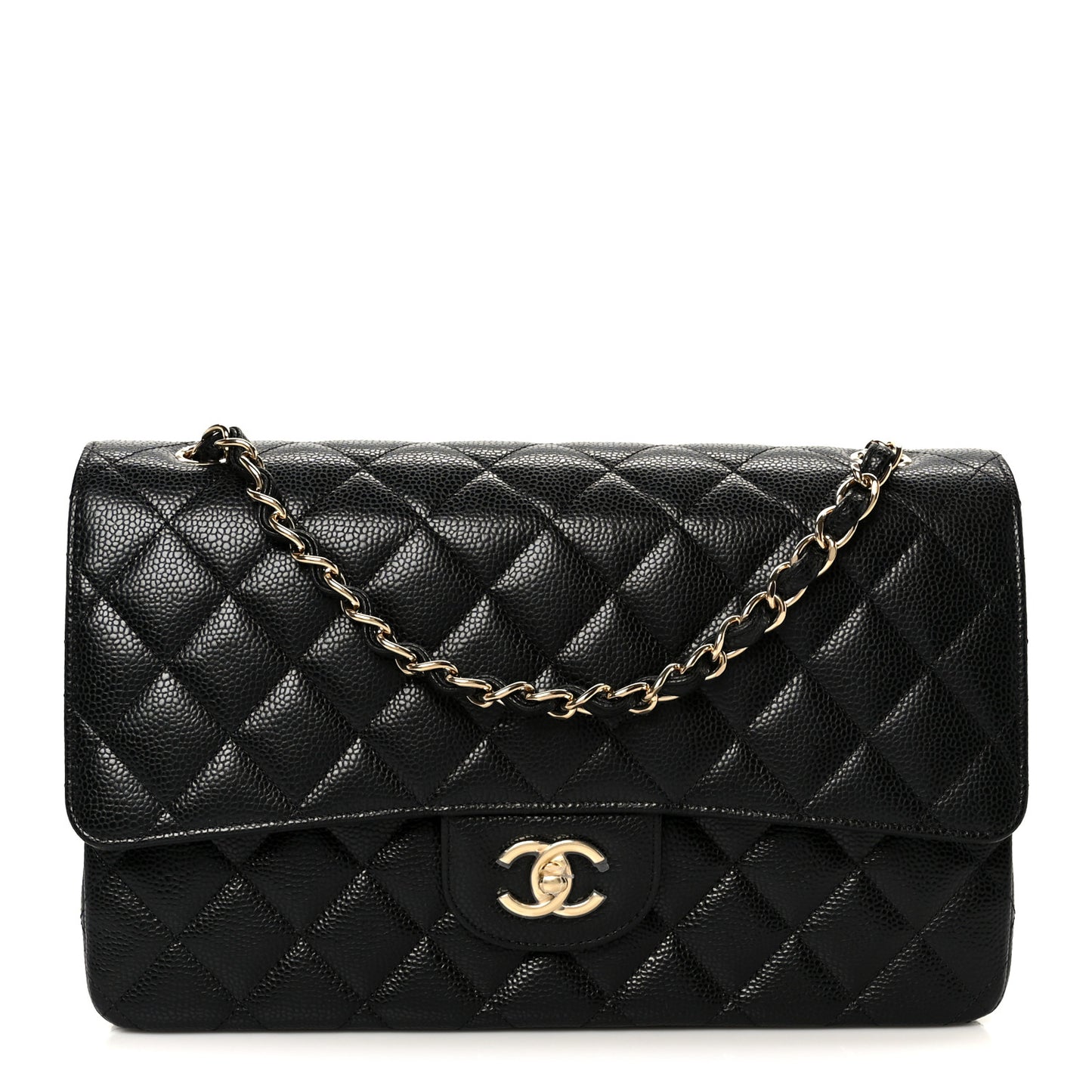 Caviar Quilted Jumbo Double Flap Black