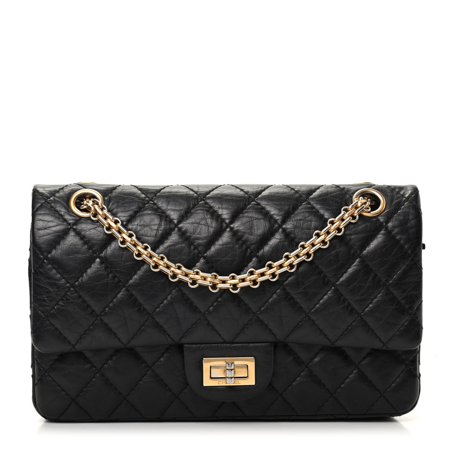 Aged Calfskin Quilted 2.55 Reissue 225 Flap Black