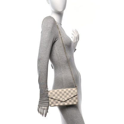 Louis Vuitton Damier Azur Pochette Felicie Chain Wallet Rose Ballerine 2 of 10
