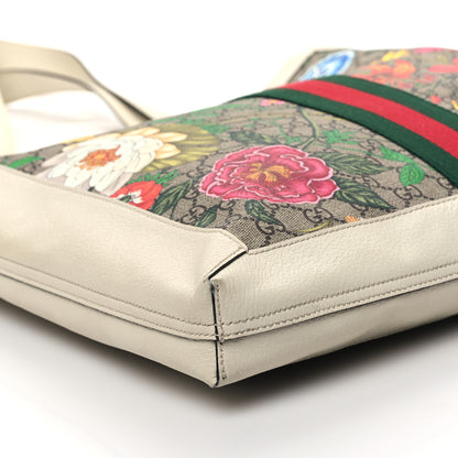 Gucci GG Supreme Monogram Flora Web Ophidia Vertical Shopping Tote White 9 of 13