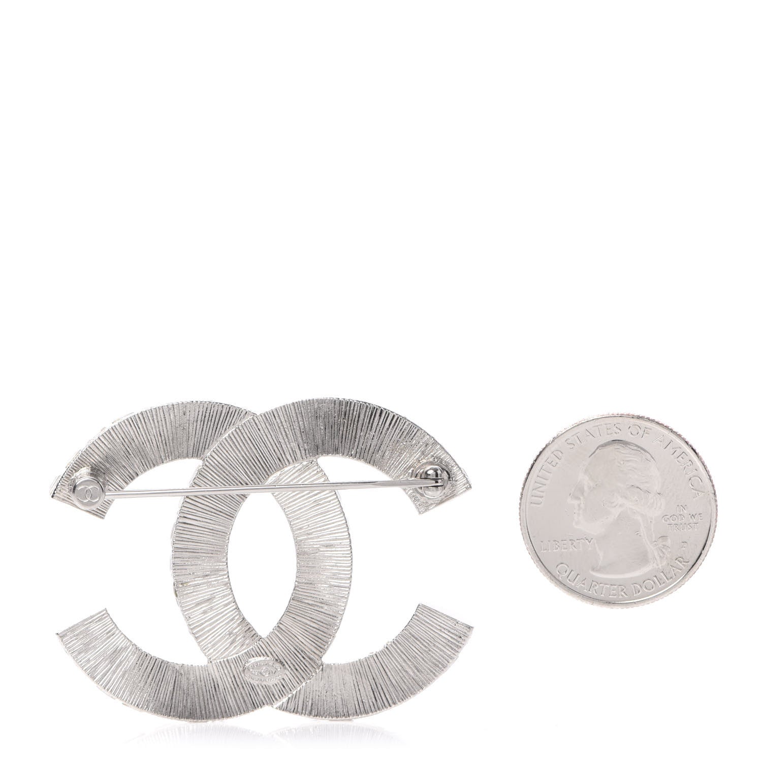 Chanel Baguette Crystal CC Brooch Silver 2 of 5