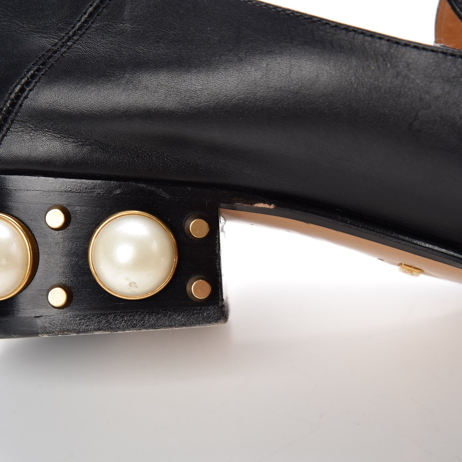 Gucci Betis Glamour Calfskin Web Pearl Embellished Peyton 35mm Loafer Pumps 39 Black 18 of 18