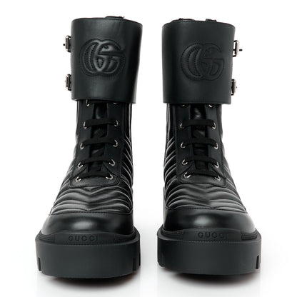 Gucci Nappa Frances GG Matelasse Platform Combat Boots 40 Black 3 of 10