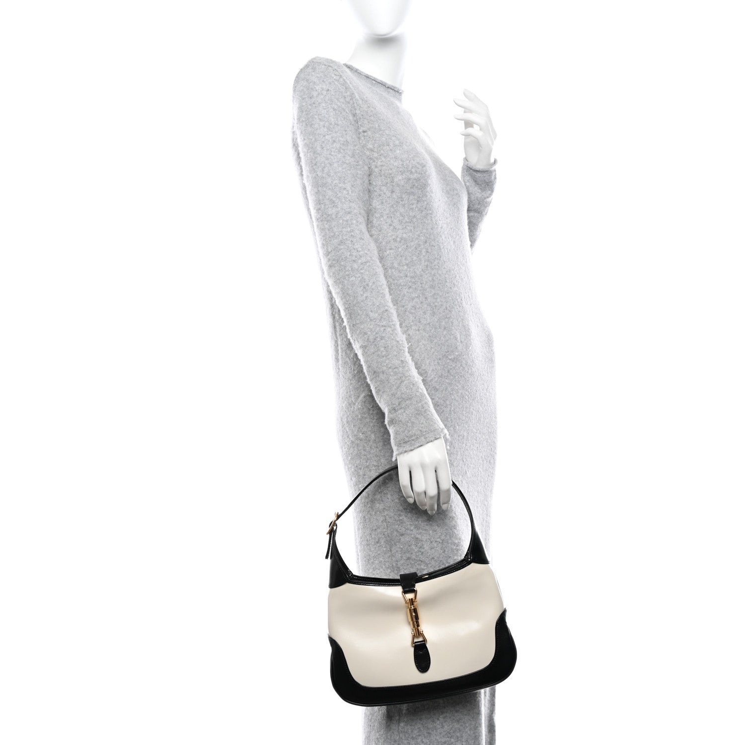 Gucci Boarded Dyana Lux Calfskin Bi-Color Small Jackie 1961 Hobo Mystic White Black 2 of 11