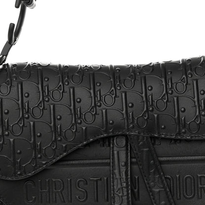 Christian Dior Calfskin Embossed Oblique Saddle Bag Black 8 of 16