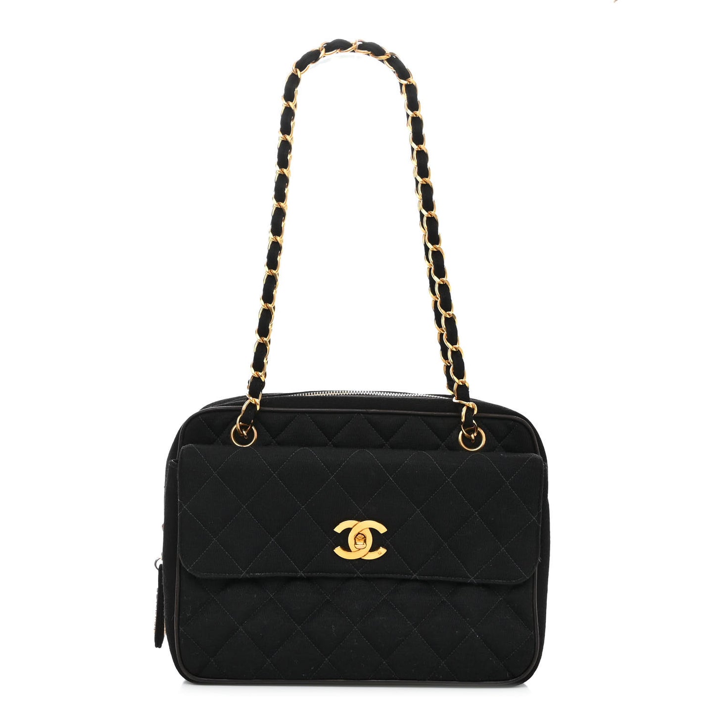 Jersey Quilted CC Shoulder Bag Black