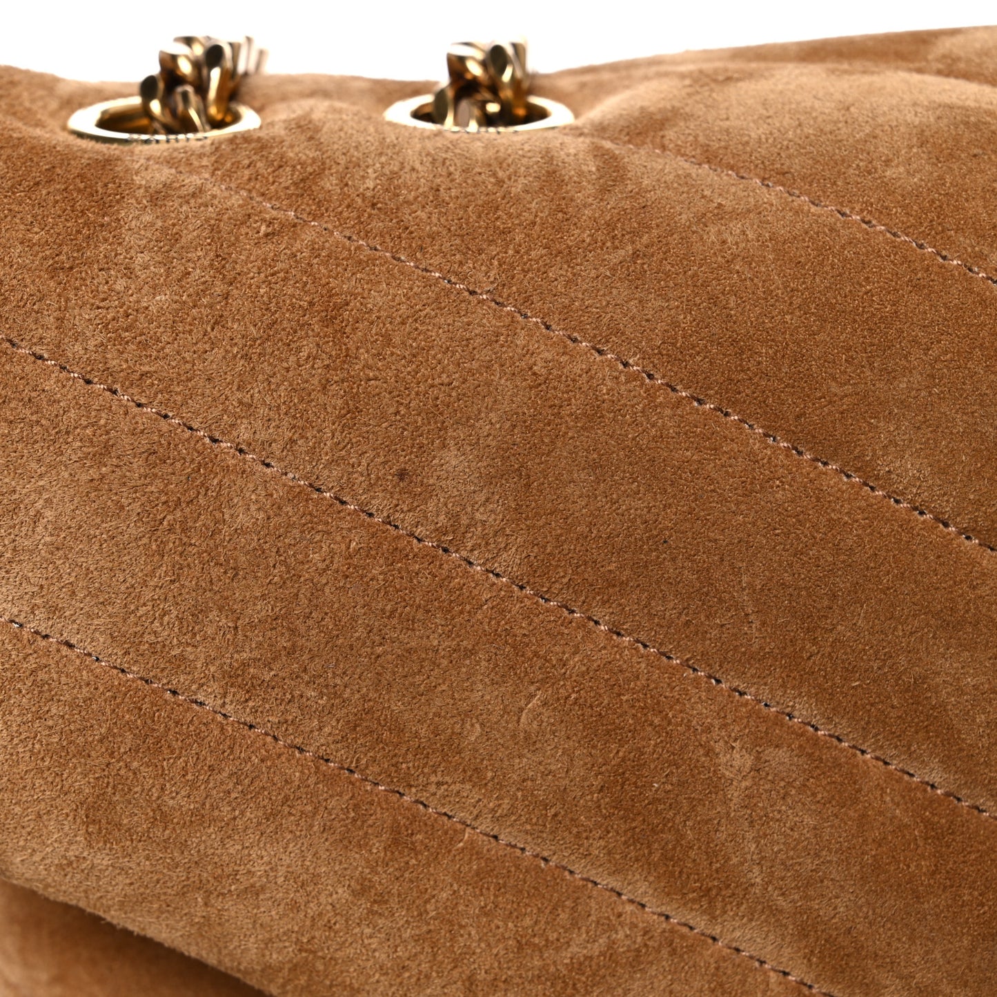 Suede Y Quilted Monogram Medium Loulou Chain Satchel Cinnamon