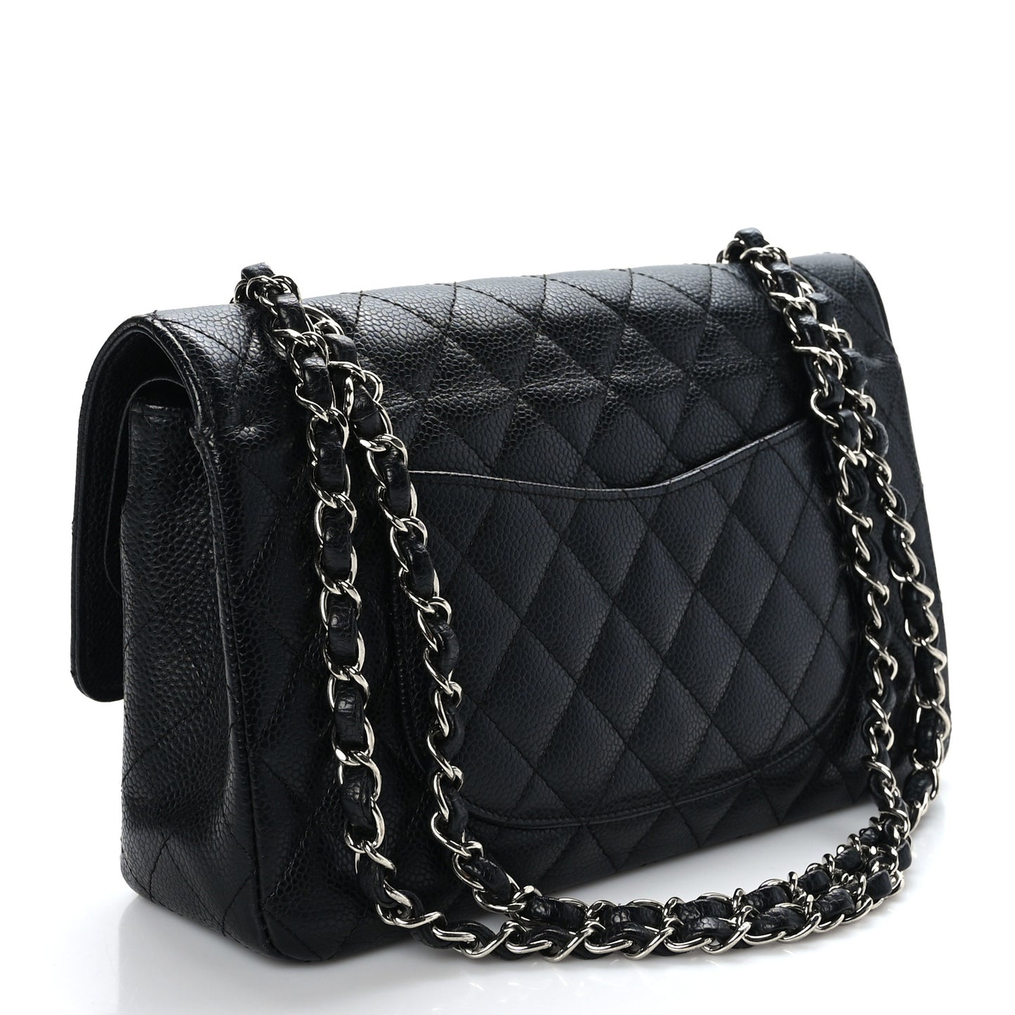 Caviar Quilted Medium Double Flap Black