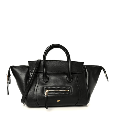 Supple Shiny Lambskin Little New Luggage Black