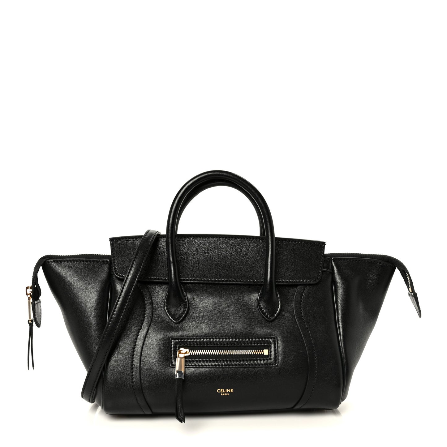 Supple Shiny Lambskin Little New Luggage Black