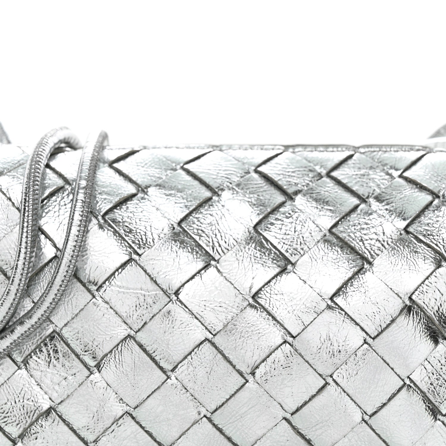Bottega Veneta Metallic Nappa Intrecciato Mini Looping Crossbody Silver 14 of 19
